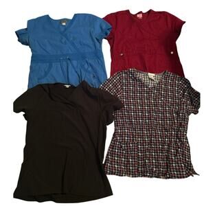 GUC Lot of 4 Short Sleeve Scrub Tops Various Brands Size Large
